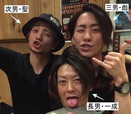 田中樹と聖の兄弟・長男、次男、三男の３人の顔画像