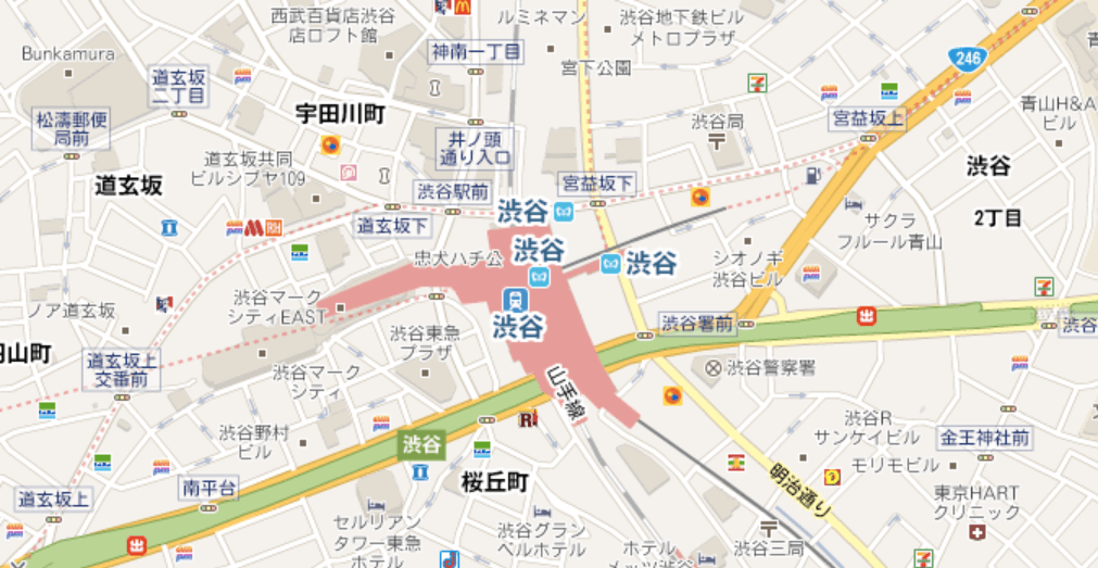 渋谷区交差点の地図