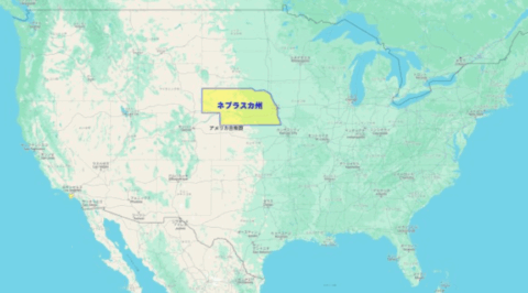 ネブラスカ州ノースプラットを示したアメリカ地図